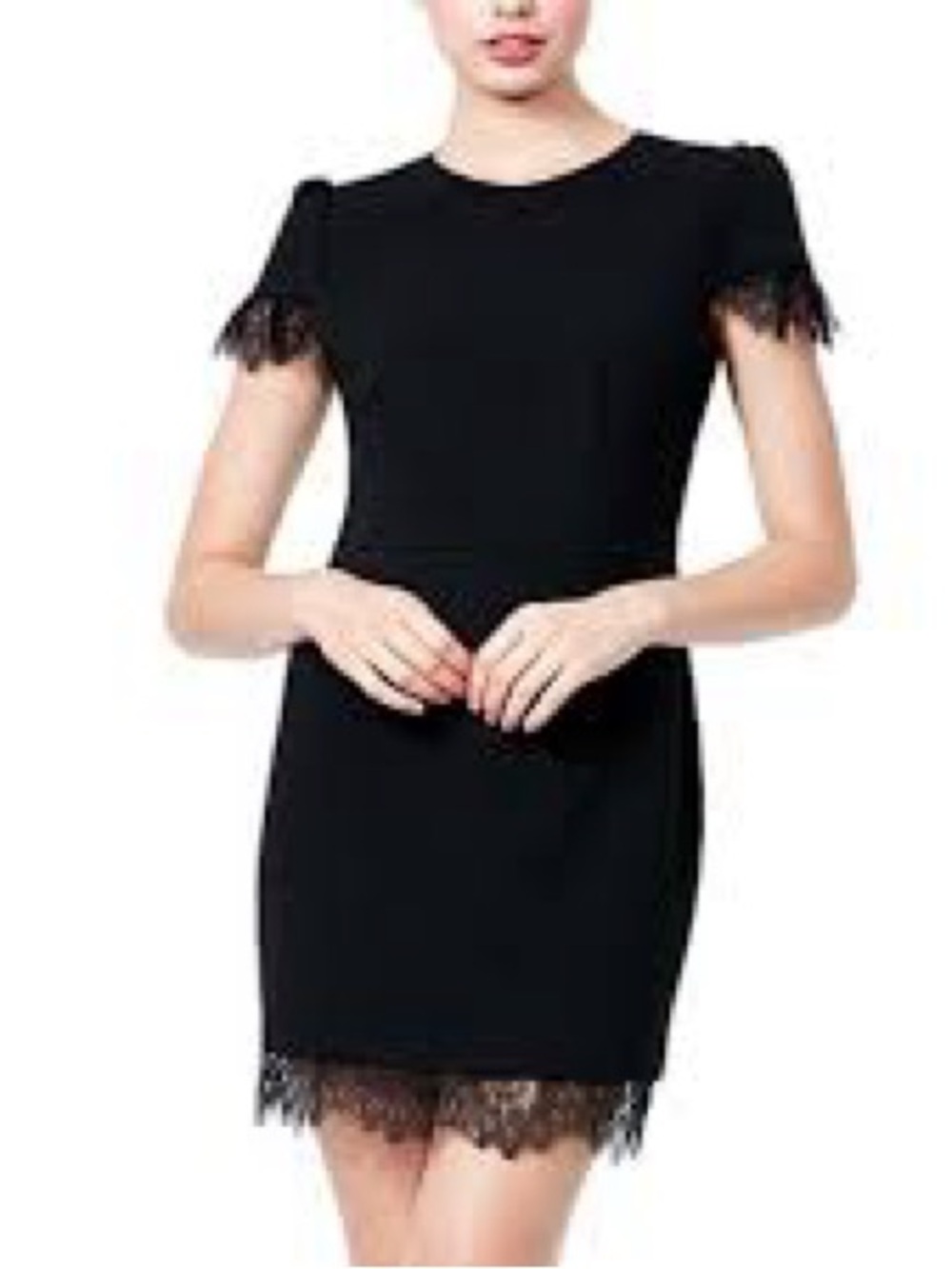 Betsey Johnson LBD Black Mini Dress Lace Detailing Size 10